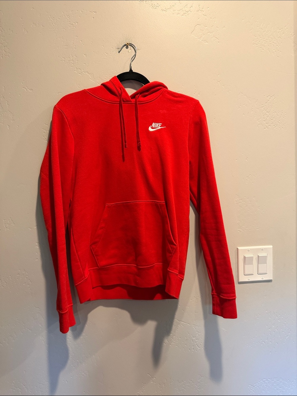 Nike Red Womens Pullover Hoodie with White Logo
